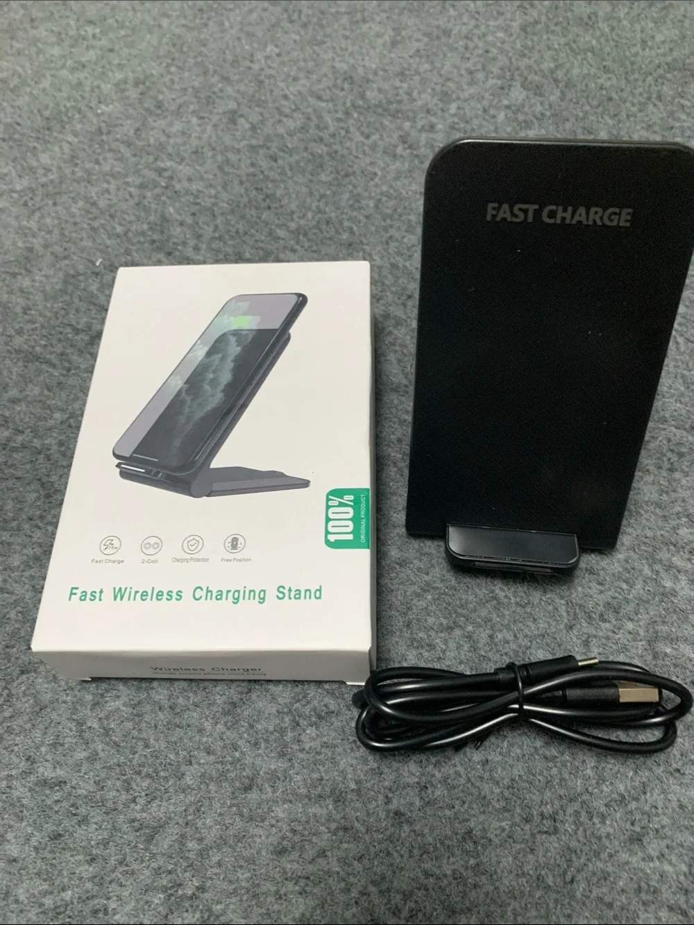 15W Dual-coil foldable wireless Fast Wireless Charging Stand - Black